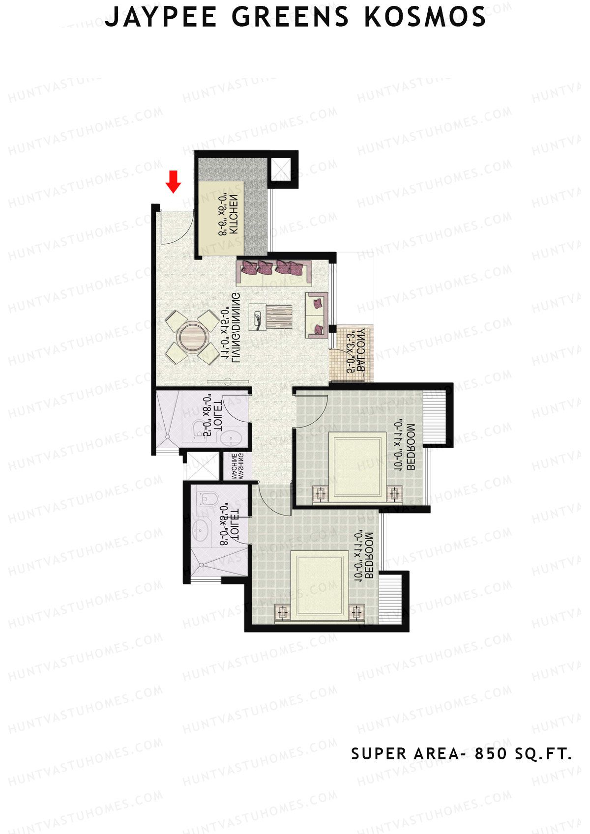 Jaypee Greens Kosmos Tower 32 Unit 5 (Type 1) Floor Plan
