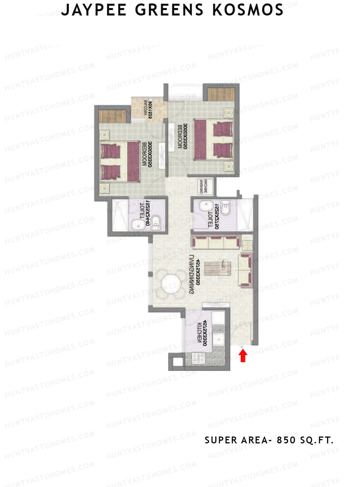 Jaypee Greens Kosmos Tower 34 Unit 1 (Type 2) Floor Plan