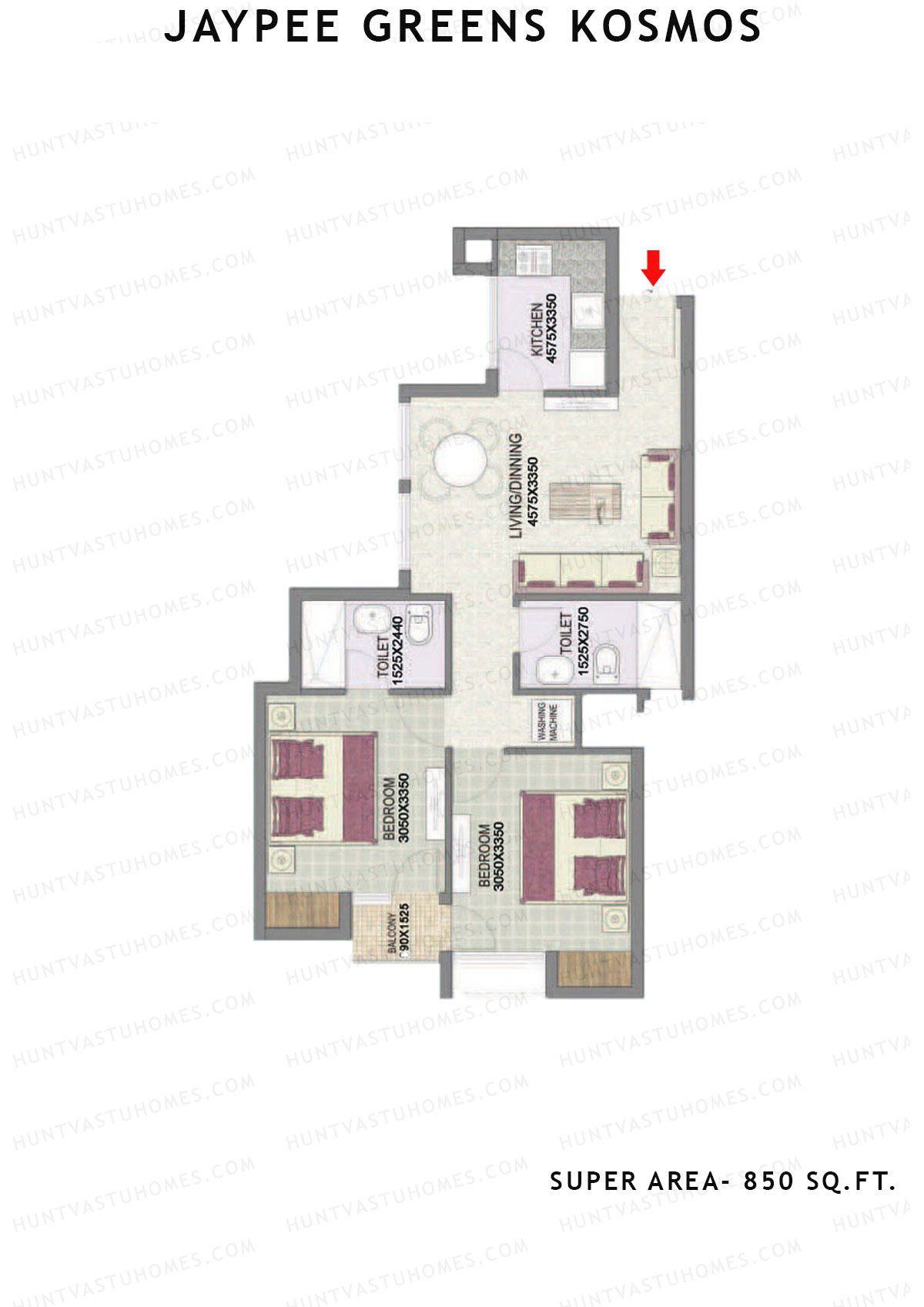 Jaypee Greens Kosmos Tower 34 Unit 6 (Type 2) Floor Plan