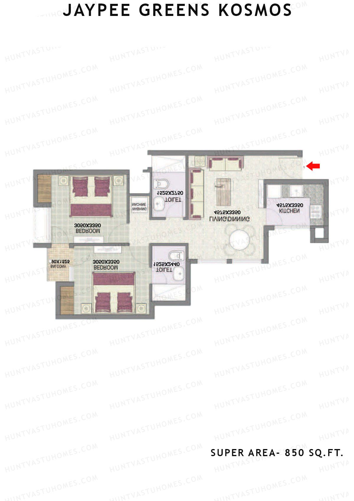 Jaypee Greens Kosmos Tower 34 Unit 7 (Type 2) Floor Plan
