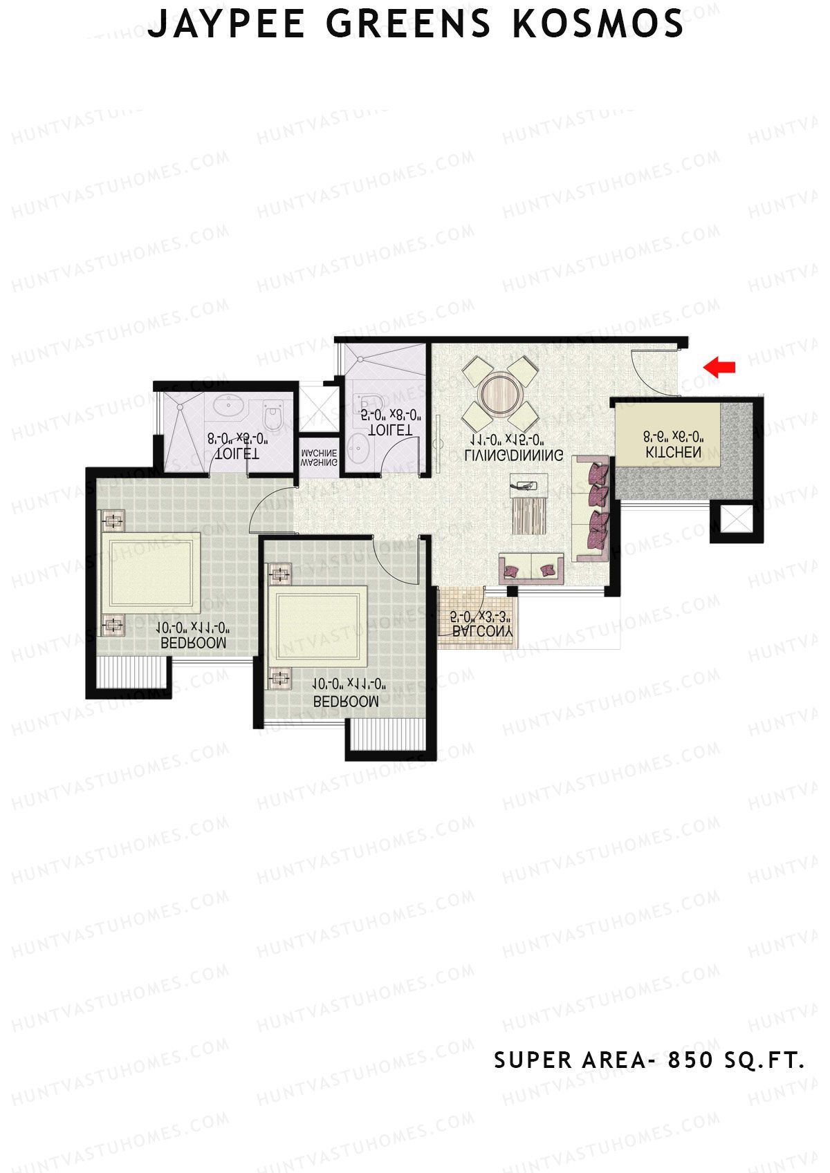 Jaypee Greens Kosmos Tower 35 Unit 7 (Type 1) Floor Plan