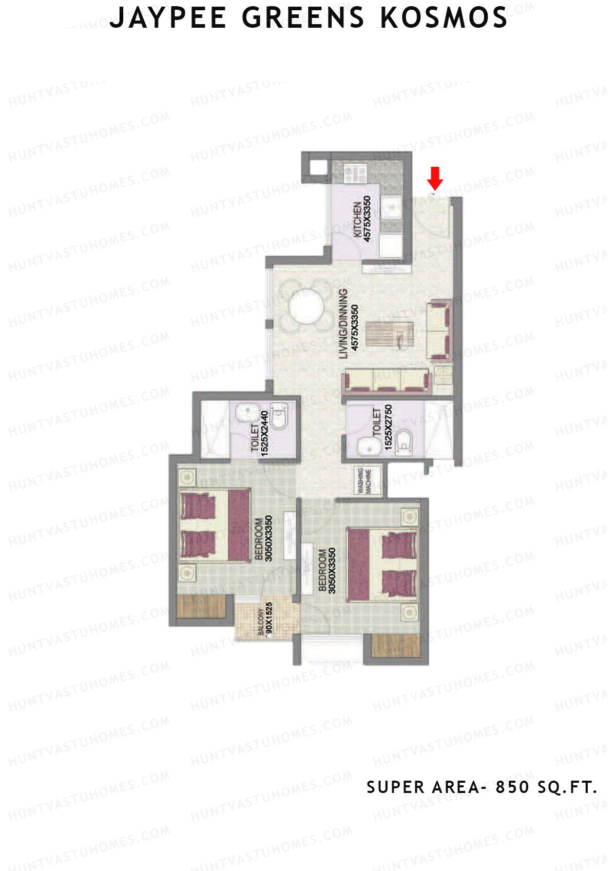 Jaypee Greens Kosmos Tower 35 Unit 6 (Type 2) Floor Plan