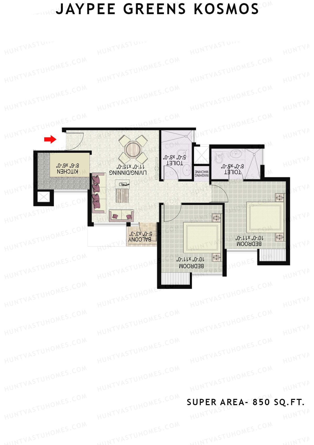 Jaypee Greens Kosmos Tower 4 Unit 4 (Type 1) Floor Plan