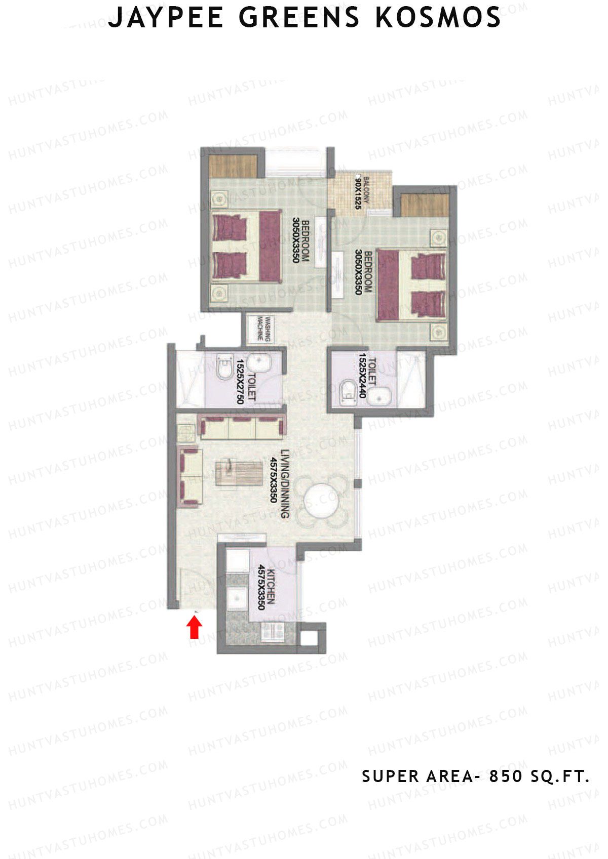 Jaypee Greens Kosmos Tower 42 Unit 4 (Type 2) Floor Plan