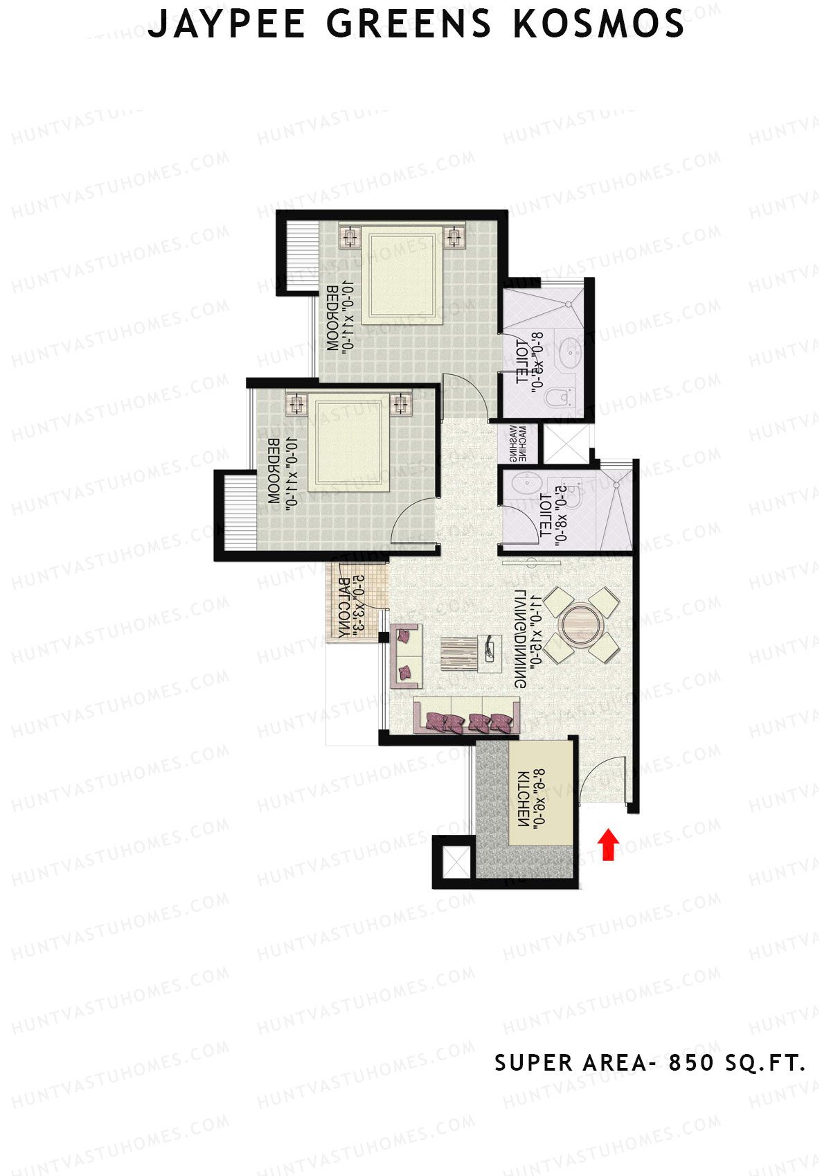 Jaypee Greens Kosmos Tower 43 Unit 3 (Type 1) Floor Plan
