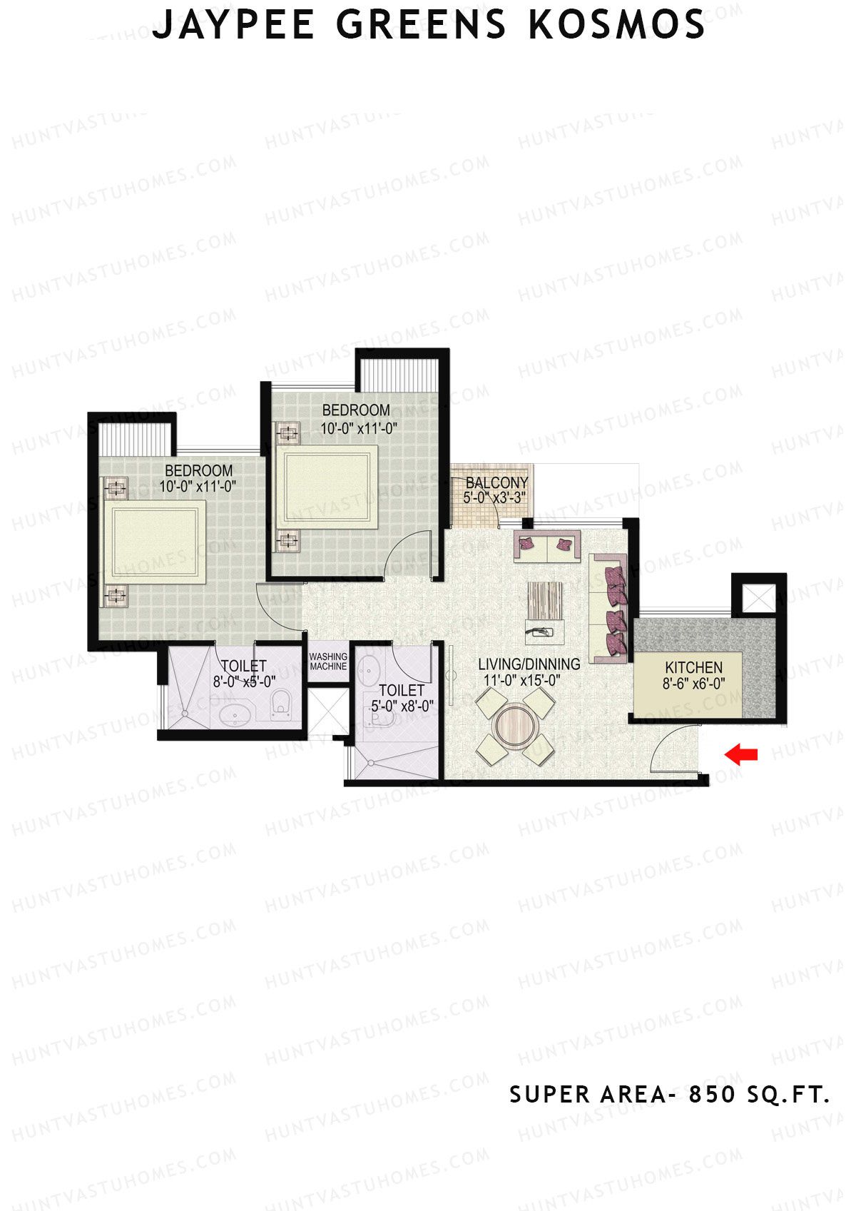 Jaypee Greens Kosmos Tower 44 Unit 8 (Type 1) Floor Plan