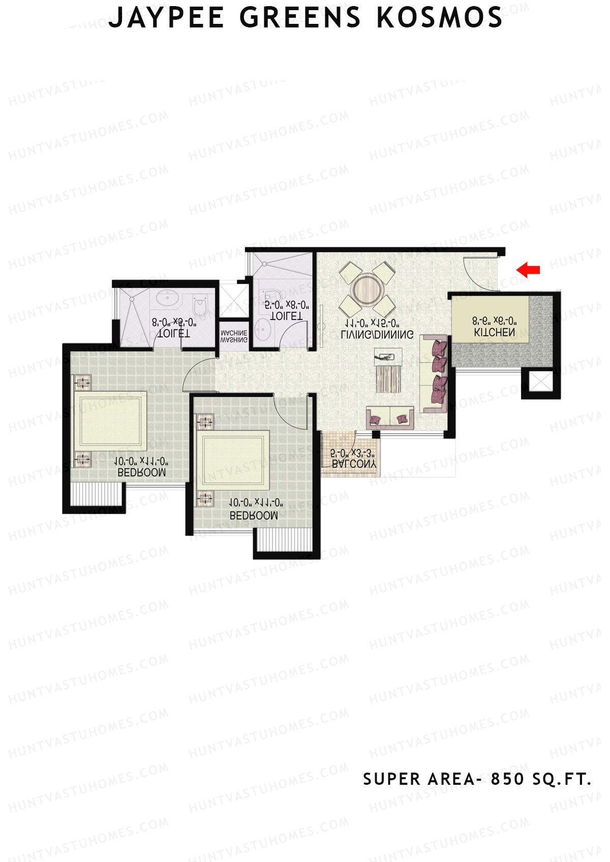 Jaypee Greens Kosmos Tower 46 Unit 7 (Type 1) Floor Plan