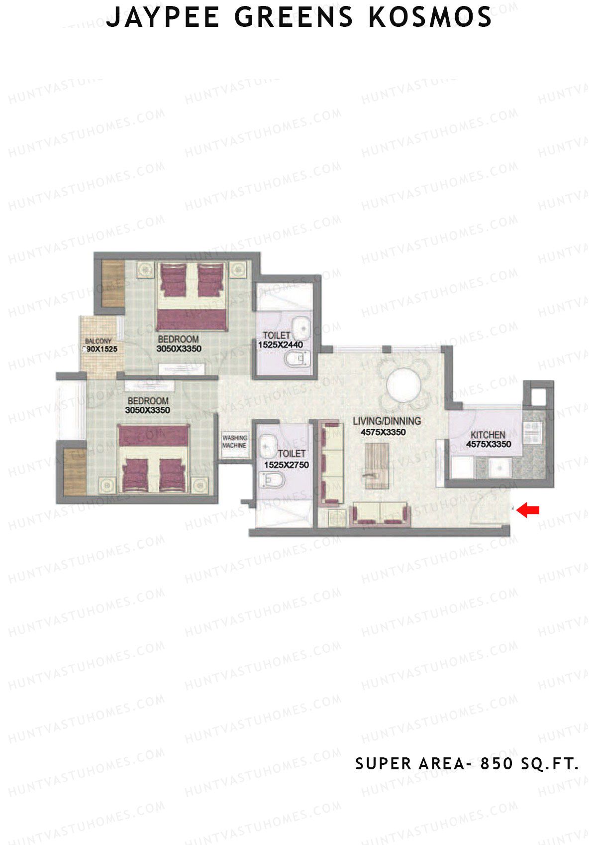 Jaypee Greens Kosmos Tower 47 Unit 8 (Type 2) Floor Plan