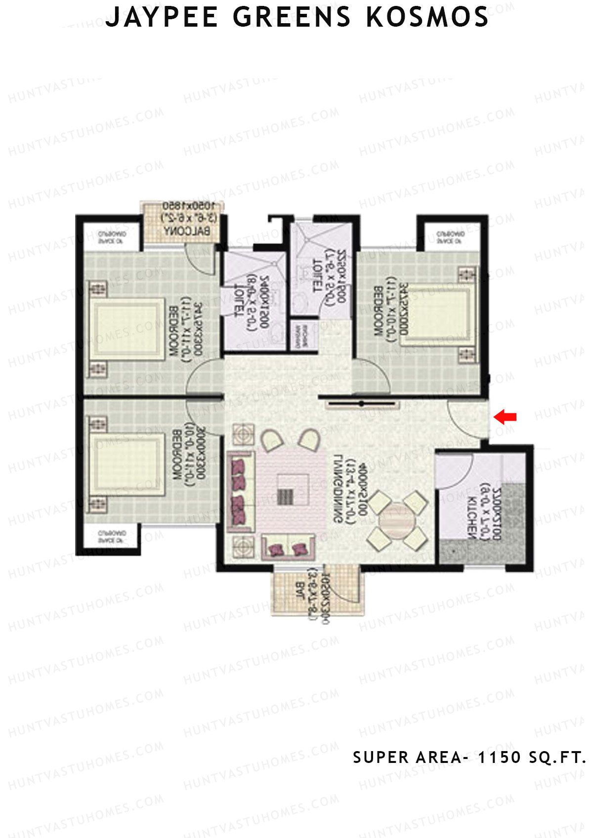 Jaypee Greens Kosmos Tower 18 Unit 6 (Type 1) Floor Plan