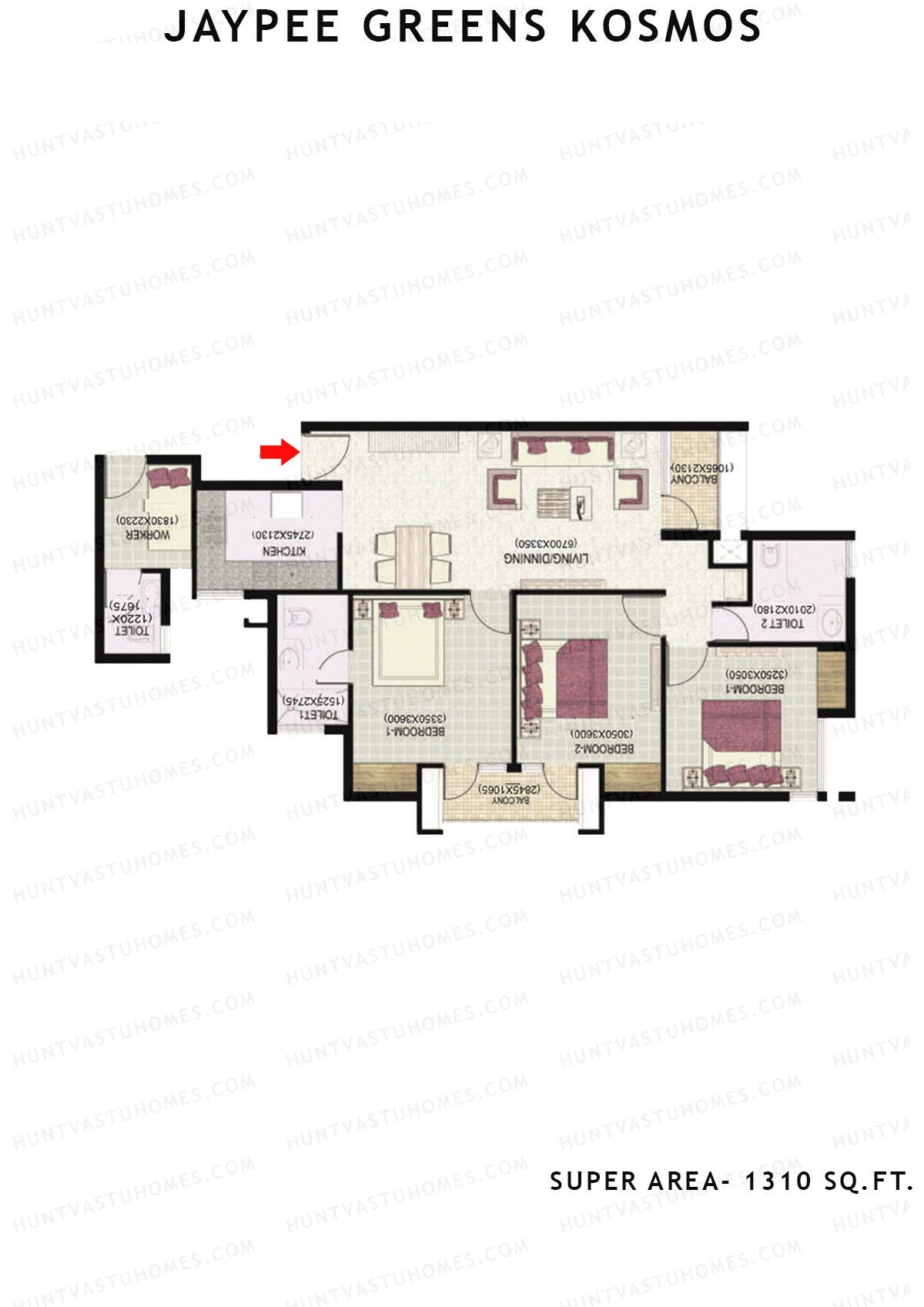 Jaypee Greens Kosmos Tower 51 Unit 4 (Type 4) Floor Plan