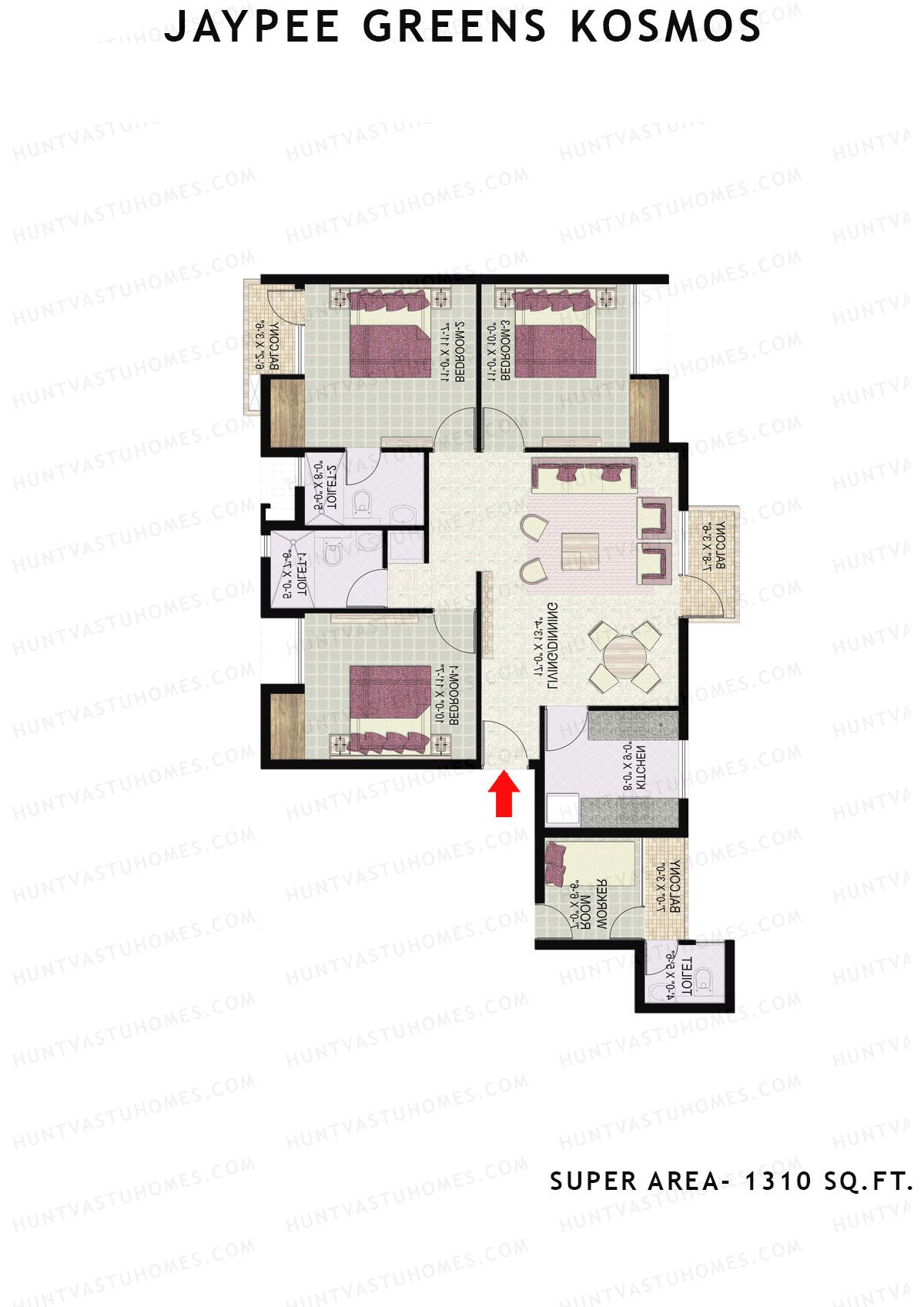 Jaypee Greens Kosmos Tower 53 Unit 2 (Type 5) Floor Plan