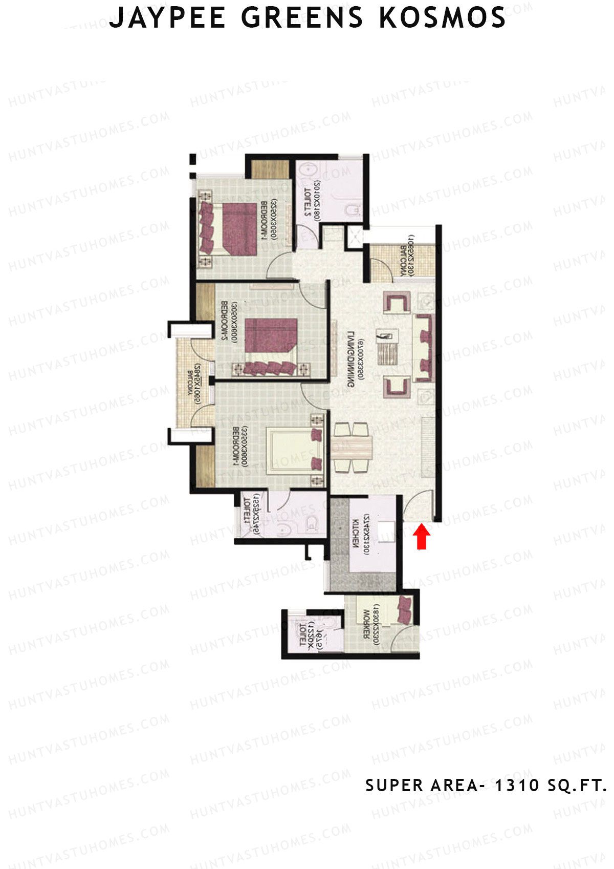 Jaypee Greens Kosmos Tower 55 Unit 4 (Type 4) Floor Plan