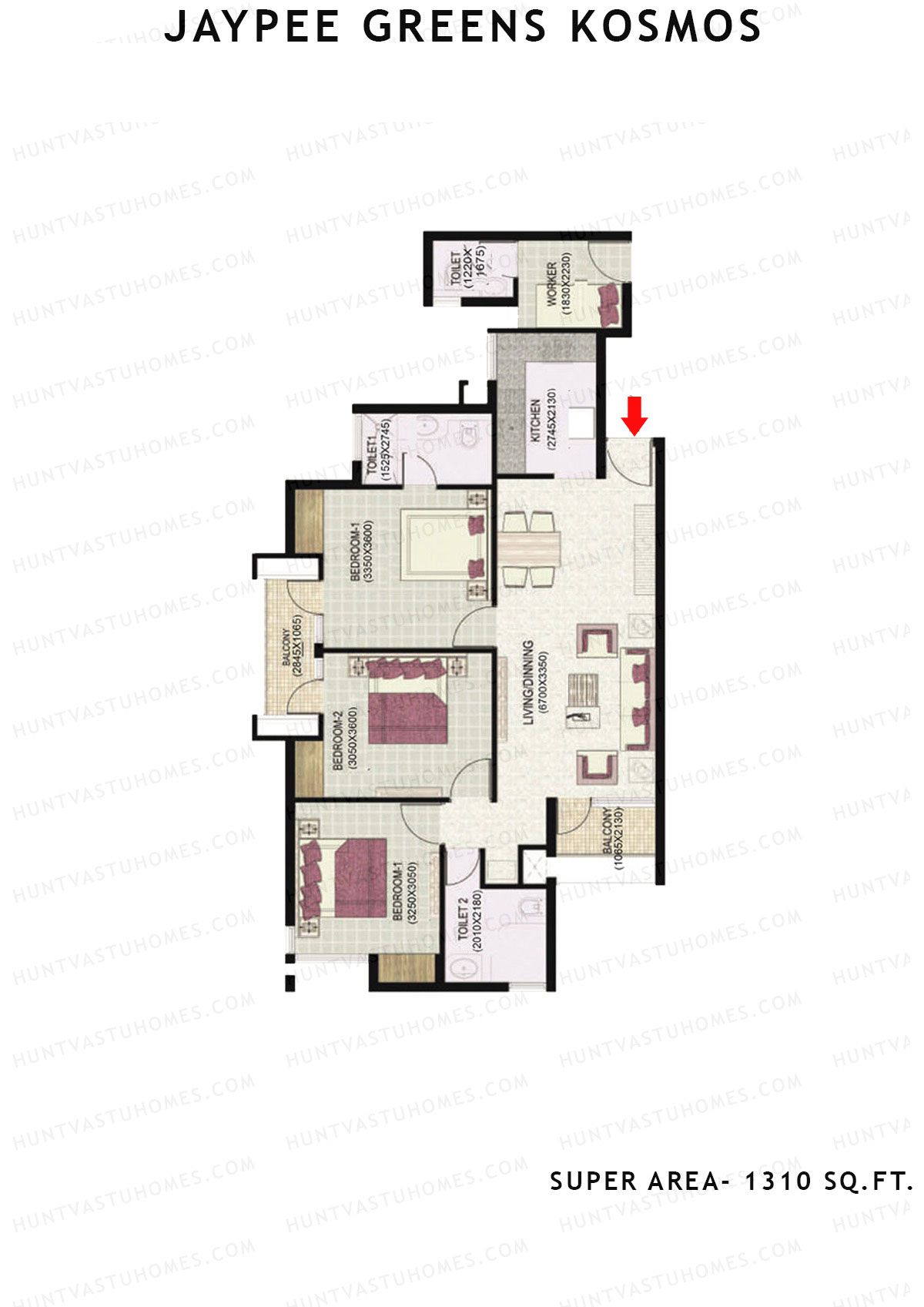 Jaypee Greens Kosmos Tower 58 Unit 4 (Type 4) Floor Plan