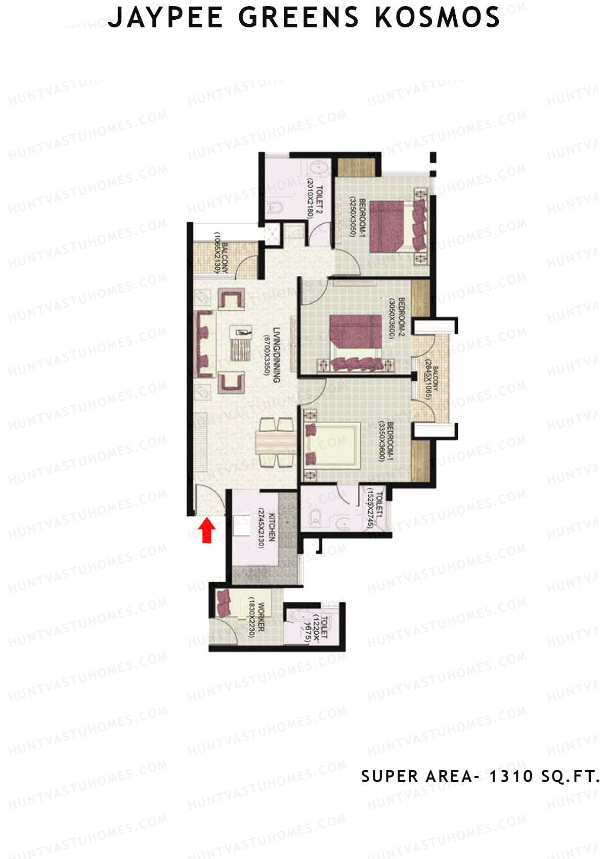 Jaypee Greens Kosmos Tower 61 Unit 3 (Type 4) Floor Plan