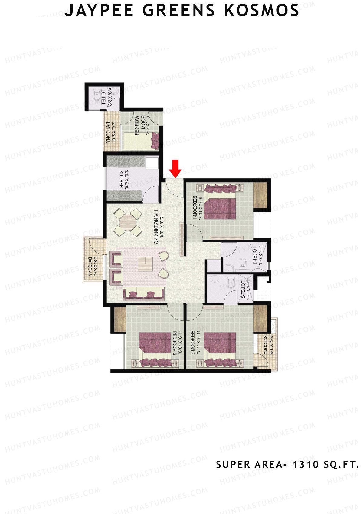 Jaypee Greens Kosmos Tower 63 Unit 2 (Type 5) Floor Plan