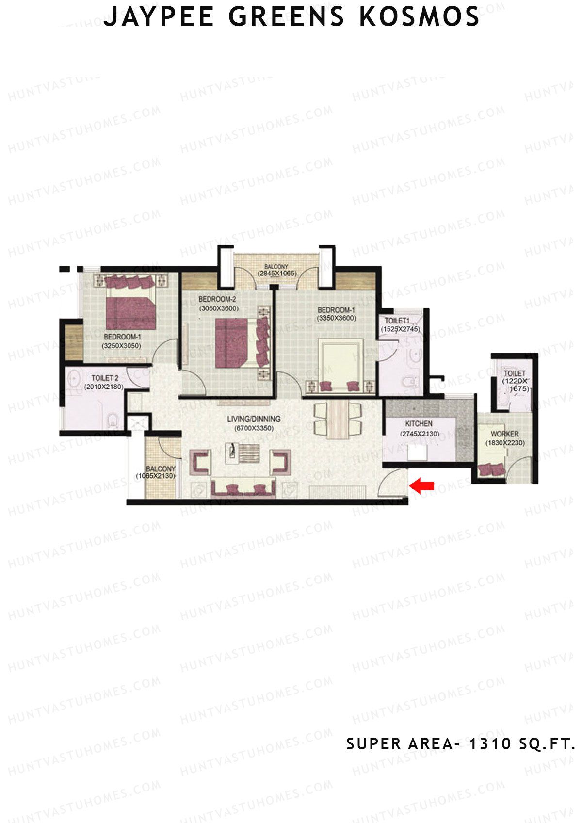 Jaypee Greens Kosmos Tower 73 Unit 4 (Type 4) Floor Plan