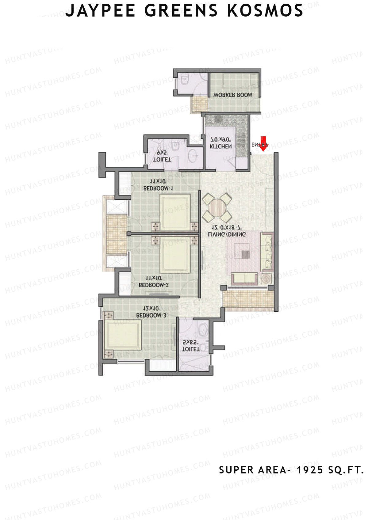 Jaypee Greens Kosmos Tower 79B Unit 4 (Type A) Floor Plan