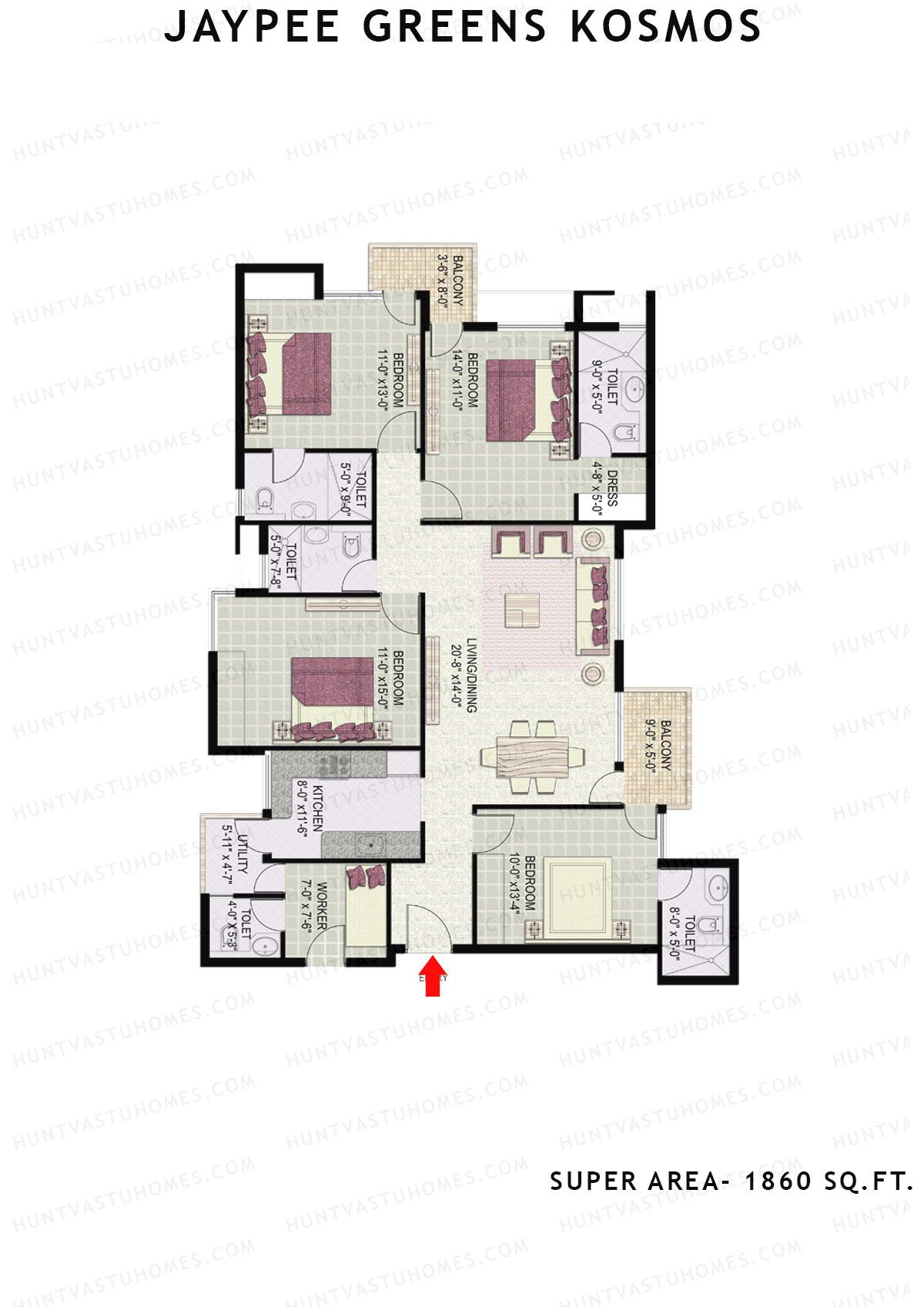 Jaypee Greens Kosmos Tower 23 Unit 2 Floor Plan