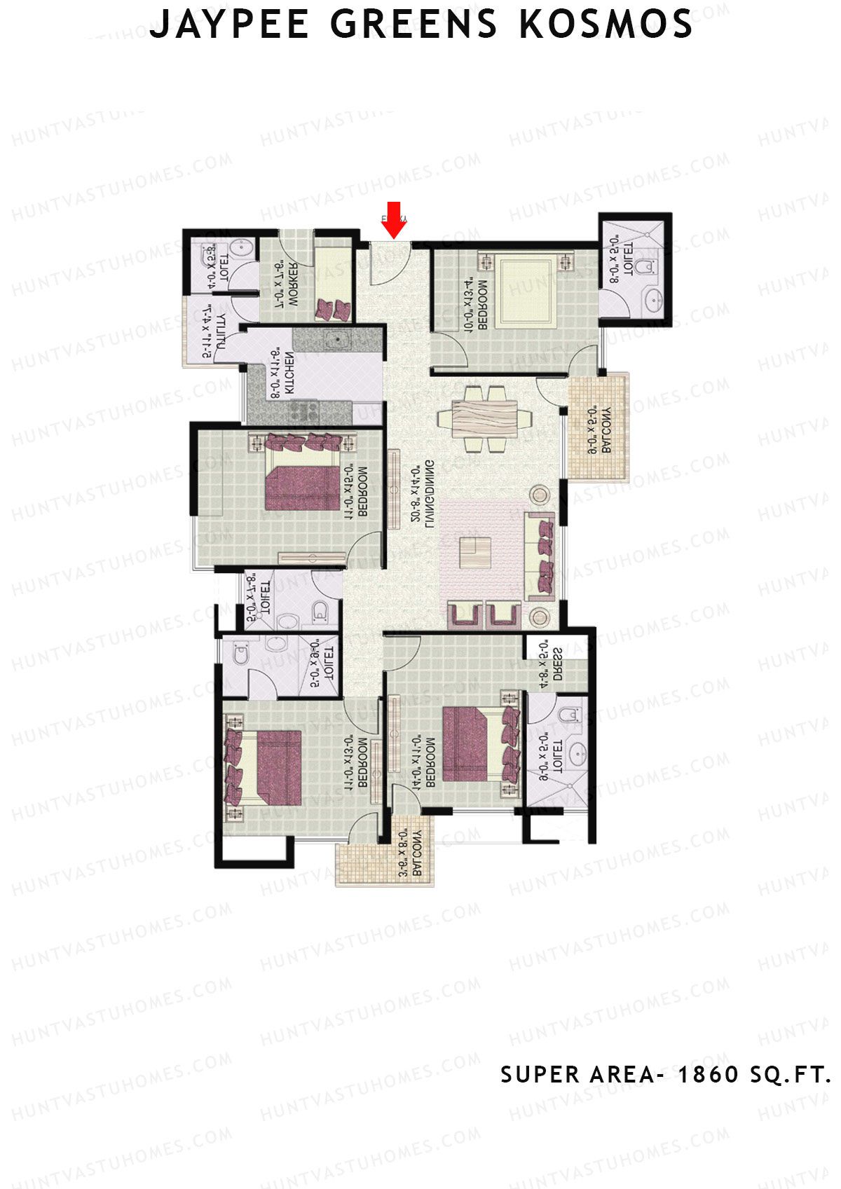 Jaypee Greens Kosmos Tower 23 Unit 3 Floor Plan