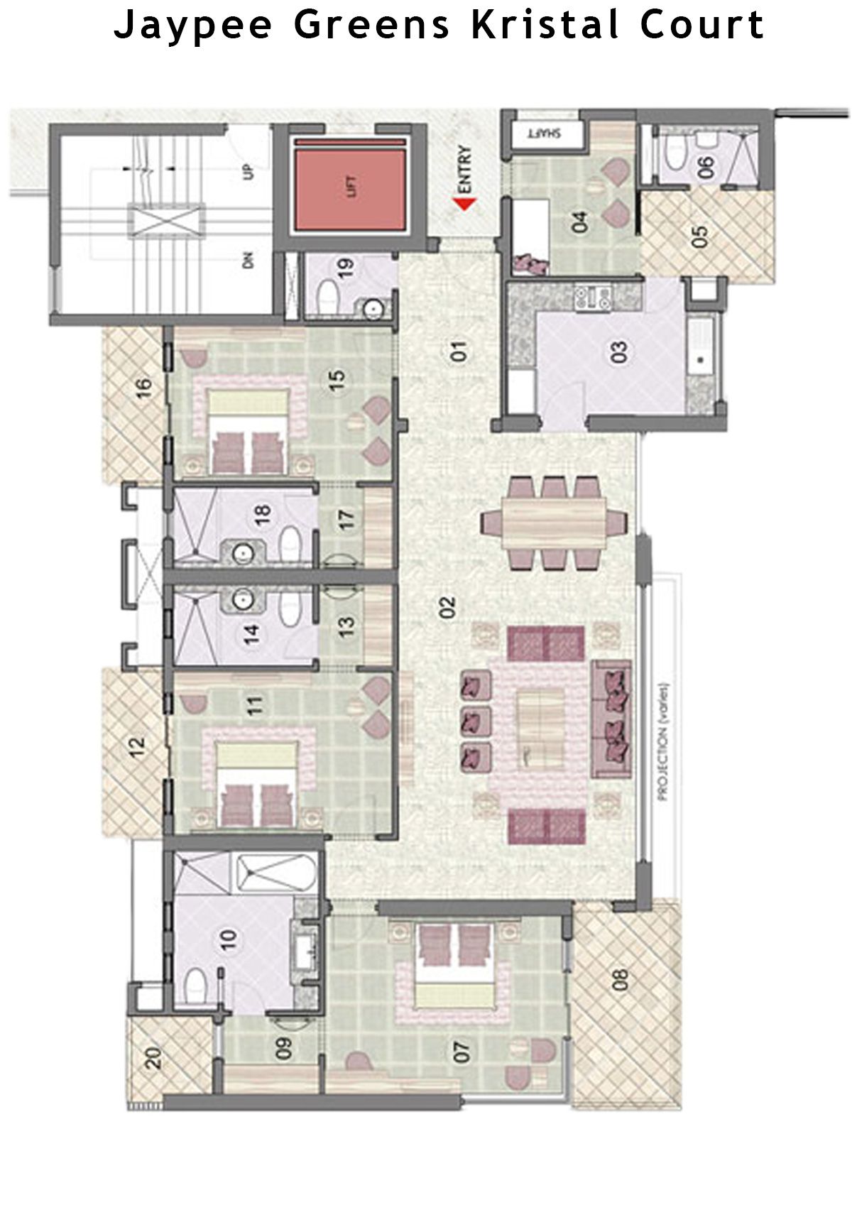 Jaypee Greens Kristal Court Tower 1 Type B2 Floor Plan