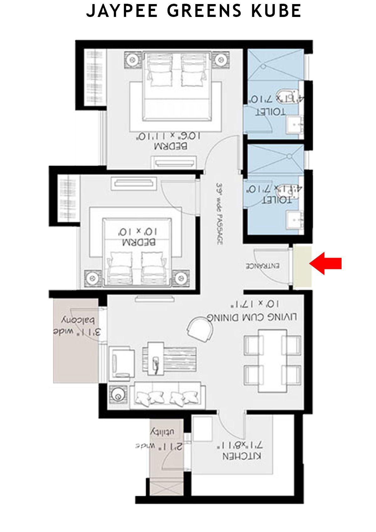 Jaypee Greens Kube KU 1 Unit 4 (Type A) Floor Plan