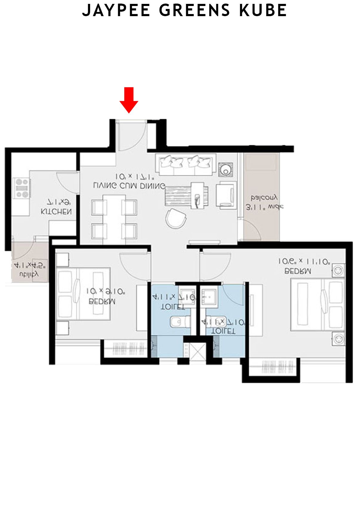 Jaypee Greens Kube KU 1 Unit 1 (Type B) Floor Plan