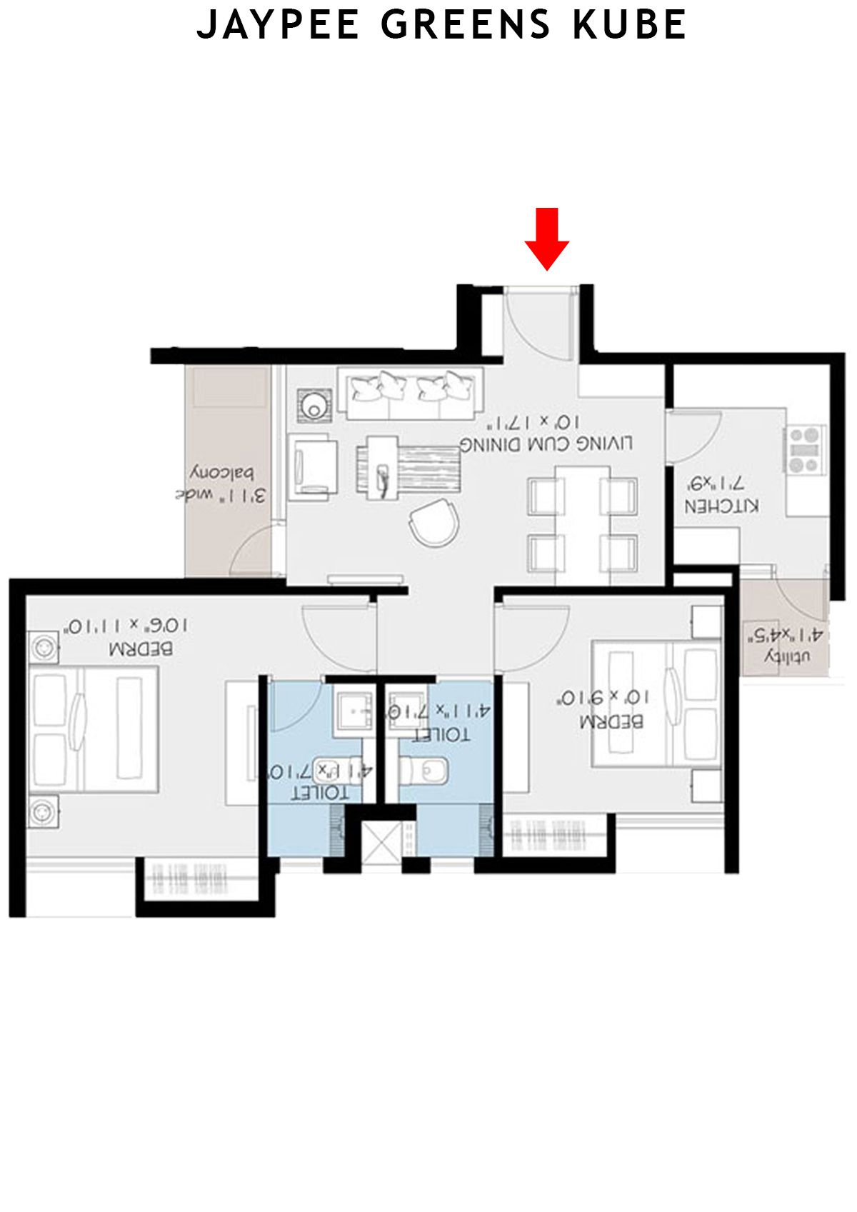 Jaypee Greens Kube KU 1 Unit 2 (Type B) Floor Plan