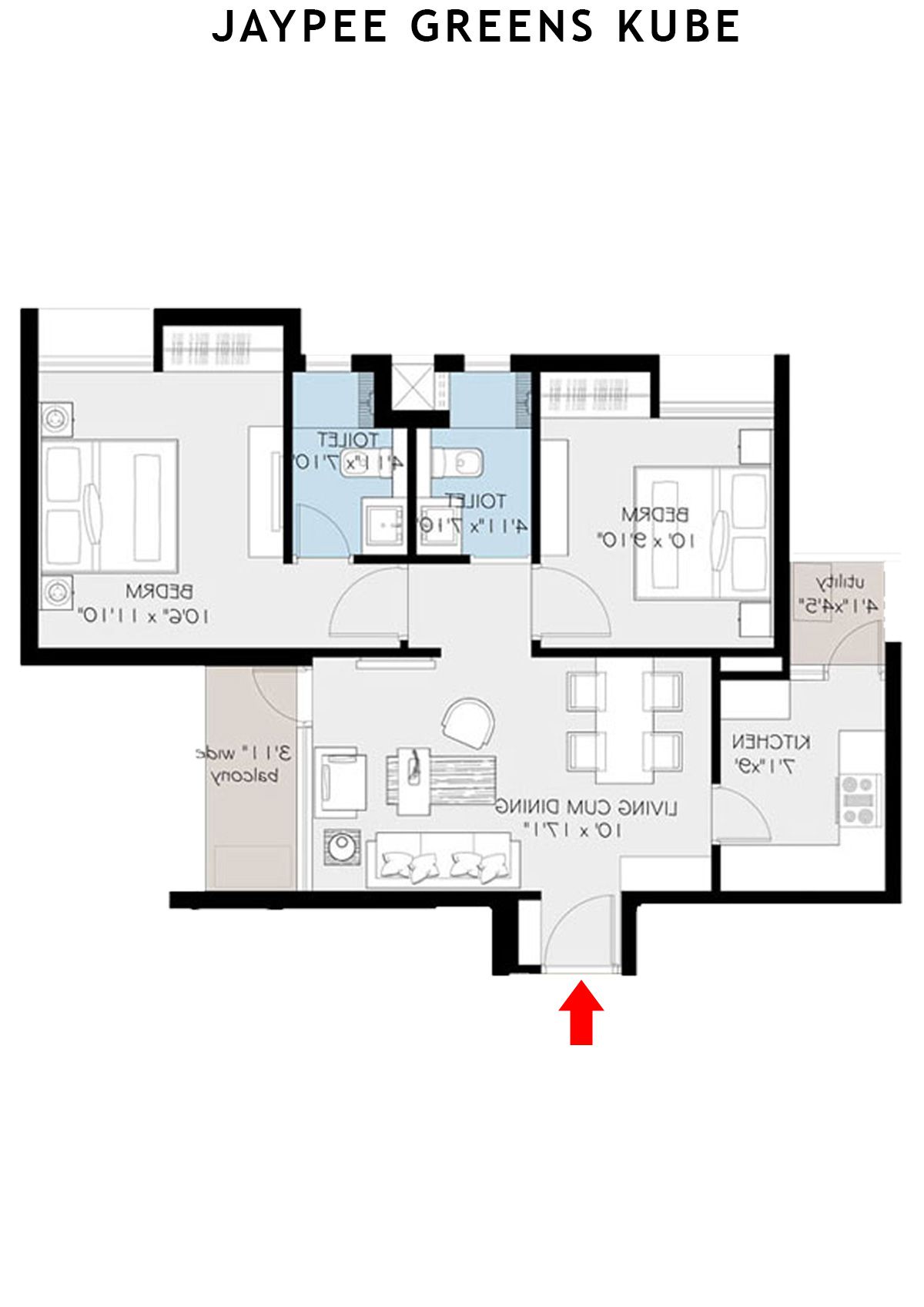 Jaypee Greens Kube KU 3 Unit 1 (Type B) Floor Plan