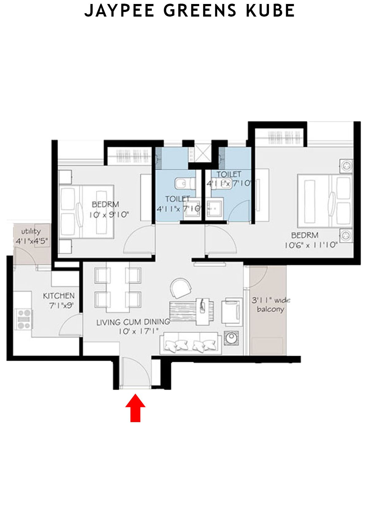 Jaypee Greens Kube KU 3 Unit 2 (Type B) Floor Plan