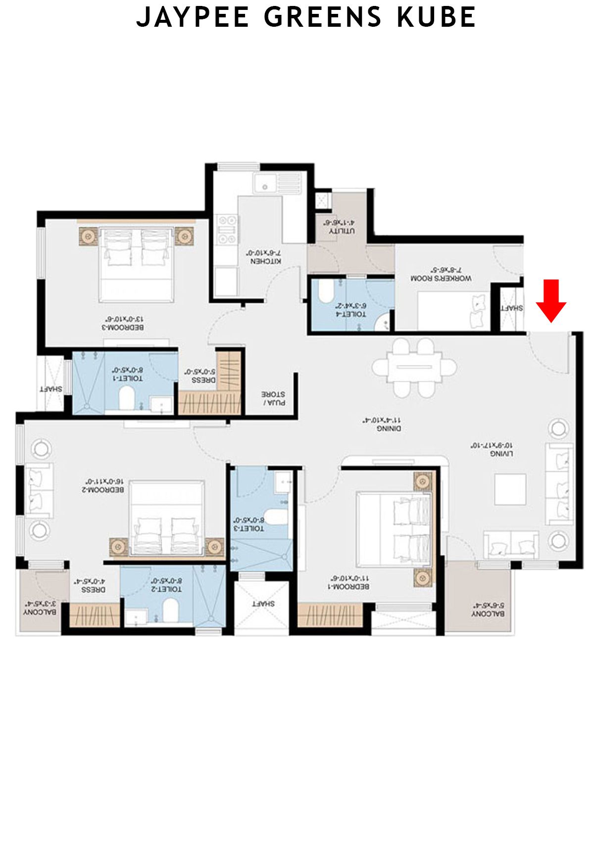 Jaypee Greens Kube KU 5 Unit 3 Floor Plan