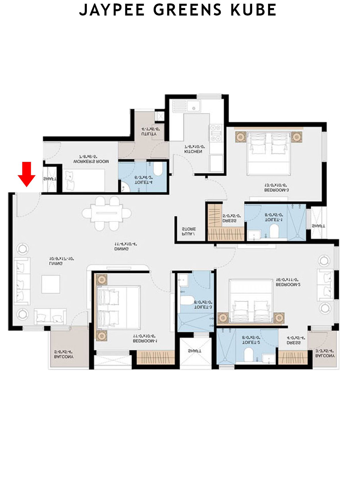 Jaypee Greens Kube KU 5 Unit 4 Floor Plan