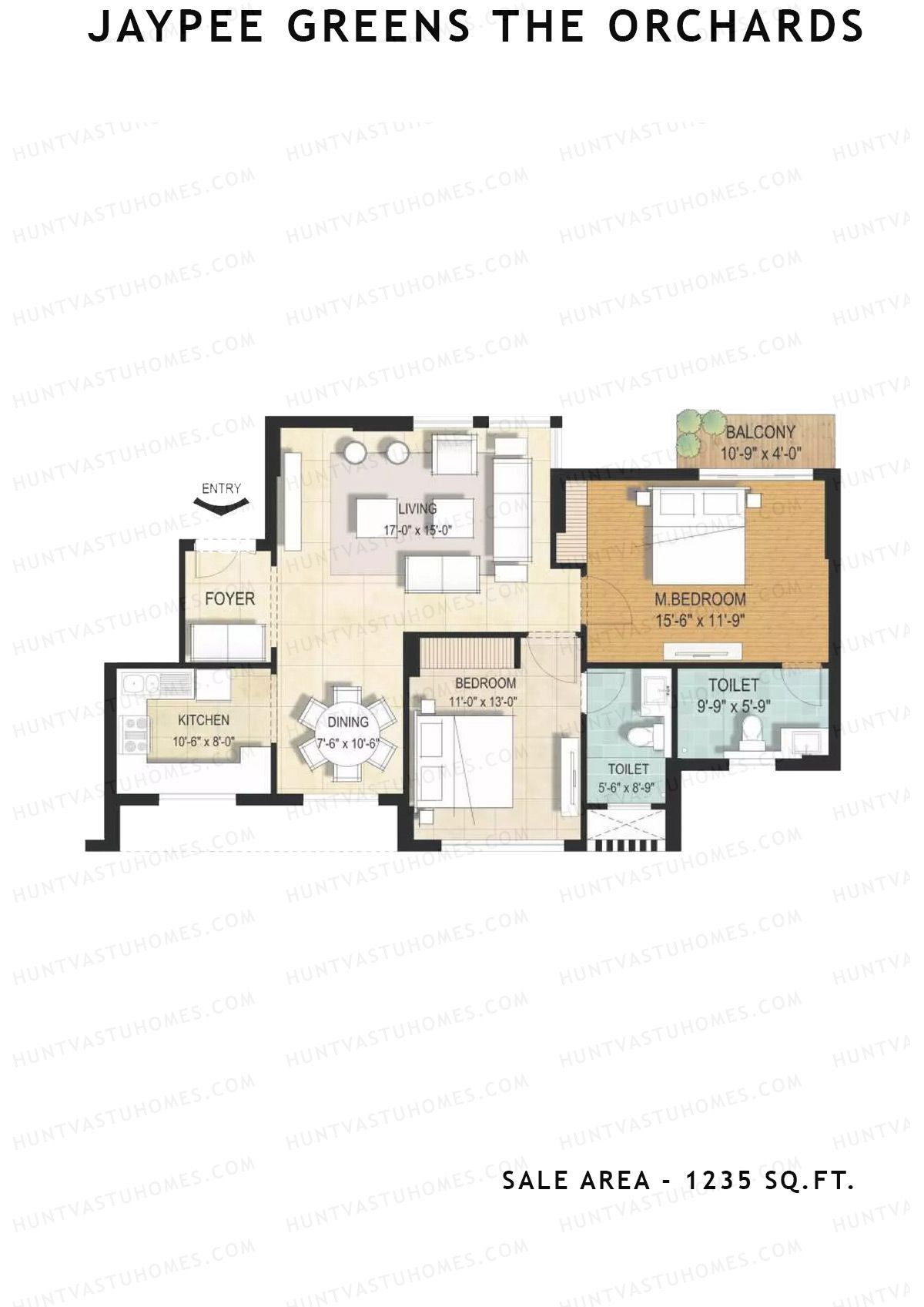 Jaypee Greens The Orchards Tower A1 Unit 4 (Type A) Floor Plan