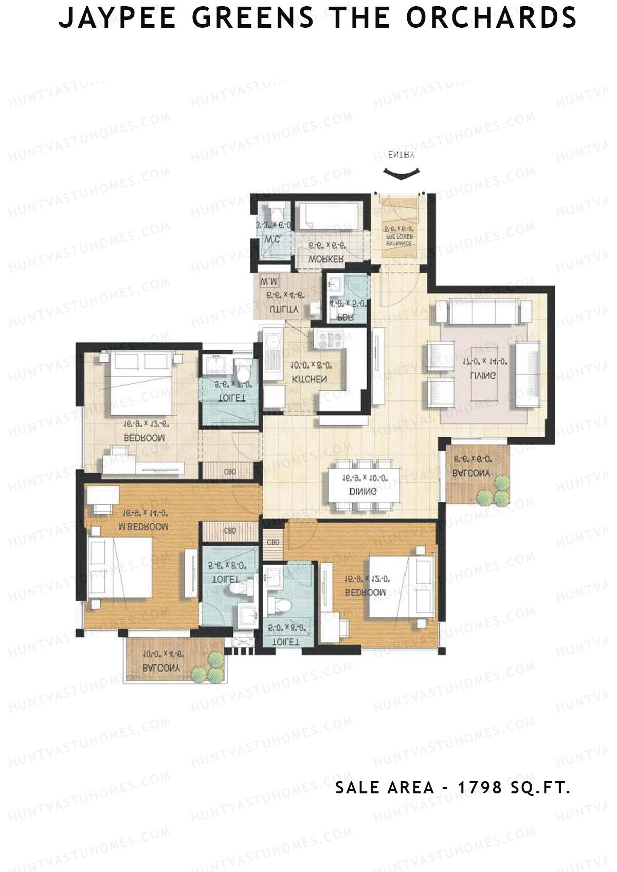 Jaypee Greens The Orchards Tower A1 Unit 1 (Type A) Floor Plan