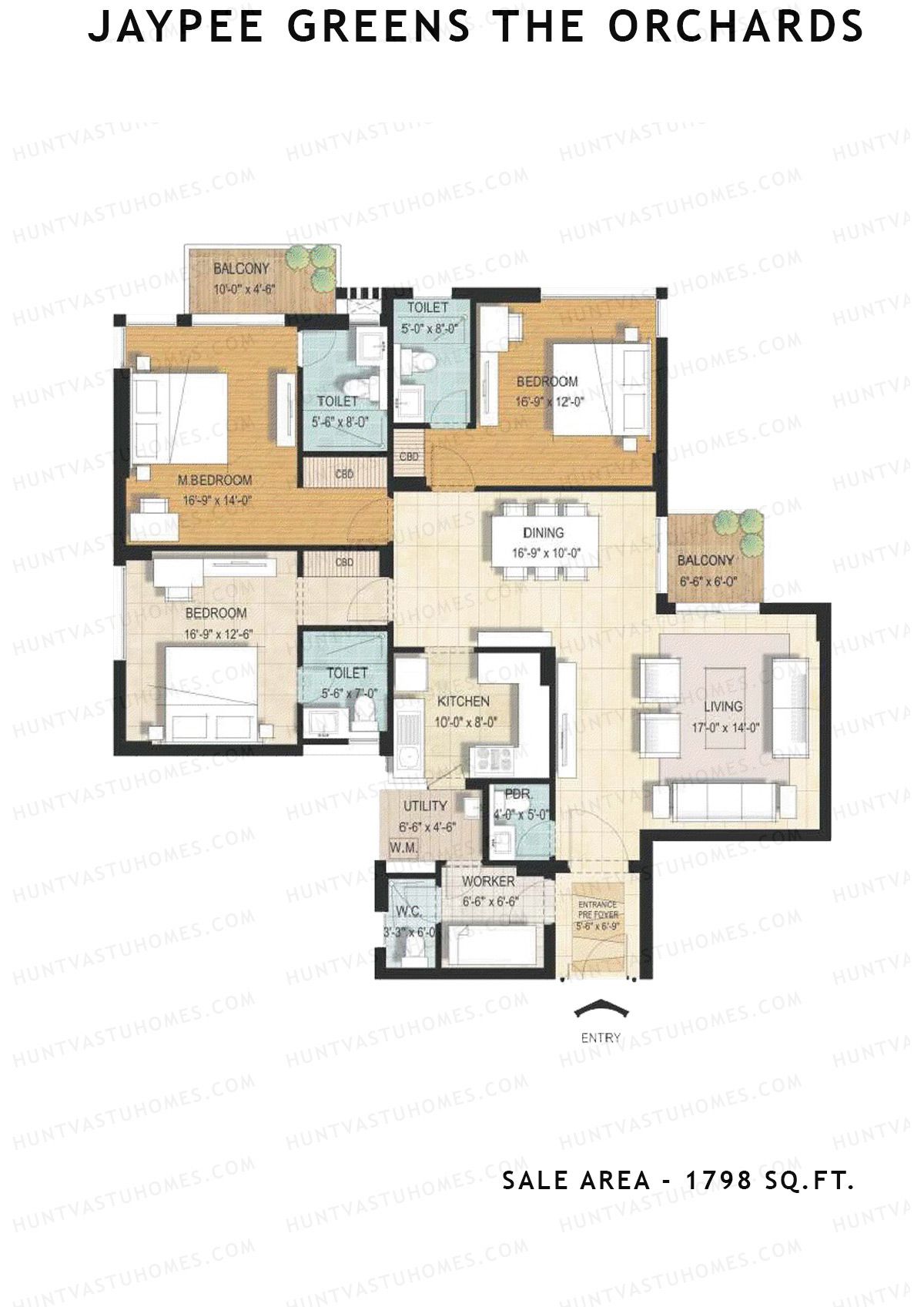 Jaypee Greens The Orchards Tower A1 Unit 2, 6 (Type A) Floor Plan