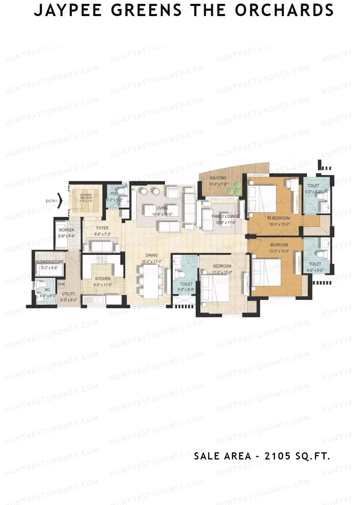 Jaypee Greens The Orchards Tower A1 Unit 4 (Type A) Floor Plan
