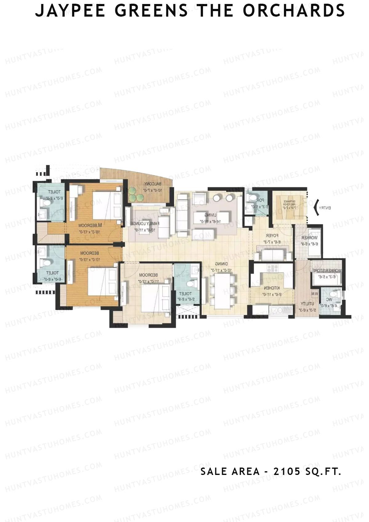 Jaypee Greens The Orchards Tower A1 Unit 5 (Type A) Floor Plan