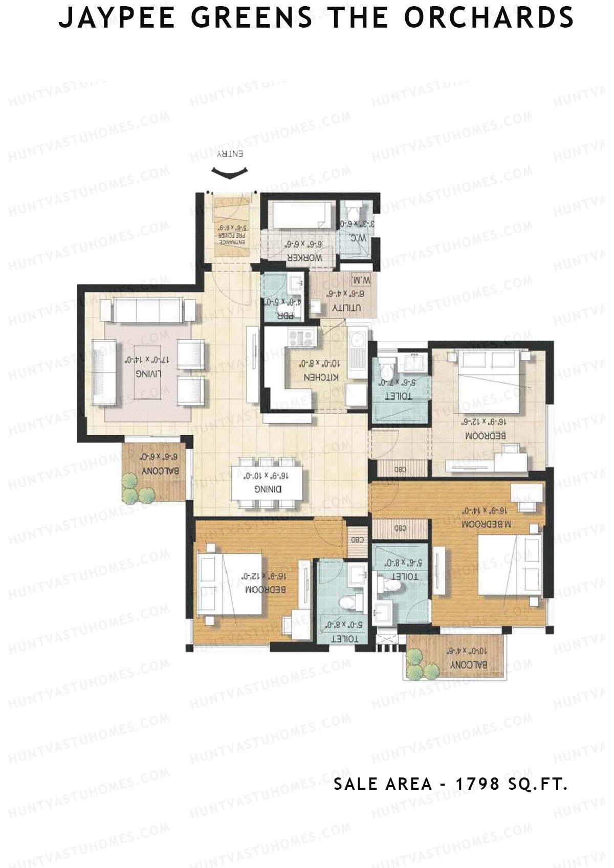 Jaypee Greens The Orchards Tower A1 Unit 8 (Type A) Floor Plan