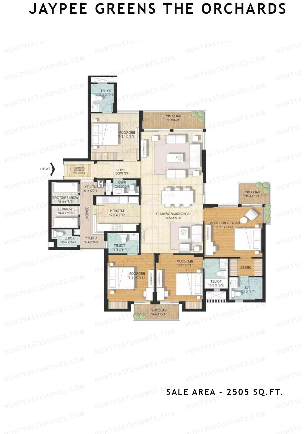 Jaypee Greens The Orchards Tower B1 Unit 3 (Type 1A) Floor Plan