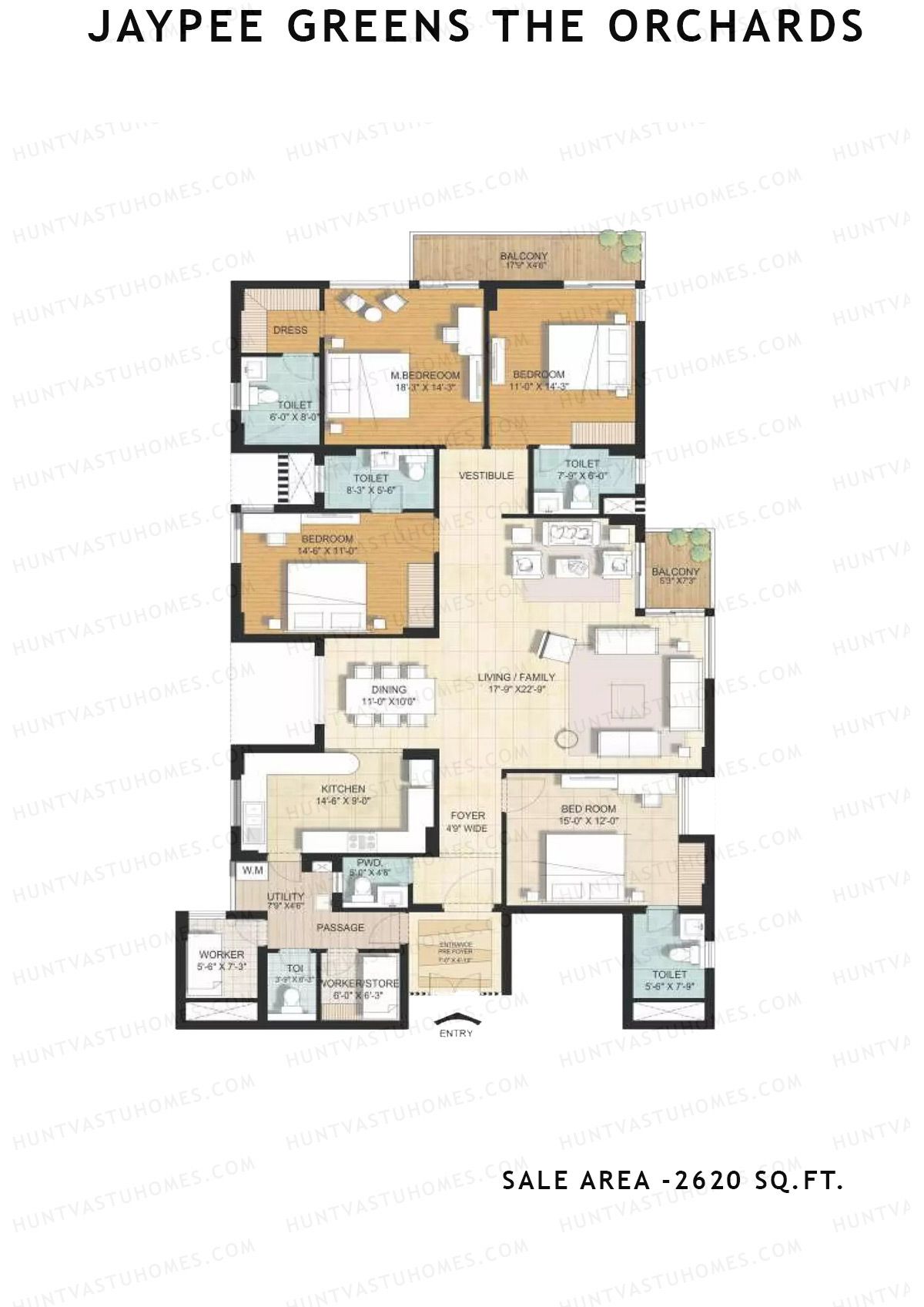 Jaypee Greens The Orchards Tower B1 Unit 2 (Type 2) Floor Plan
