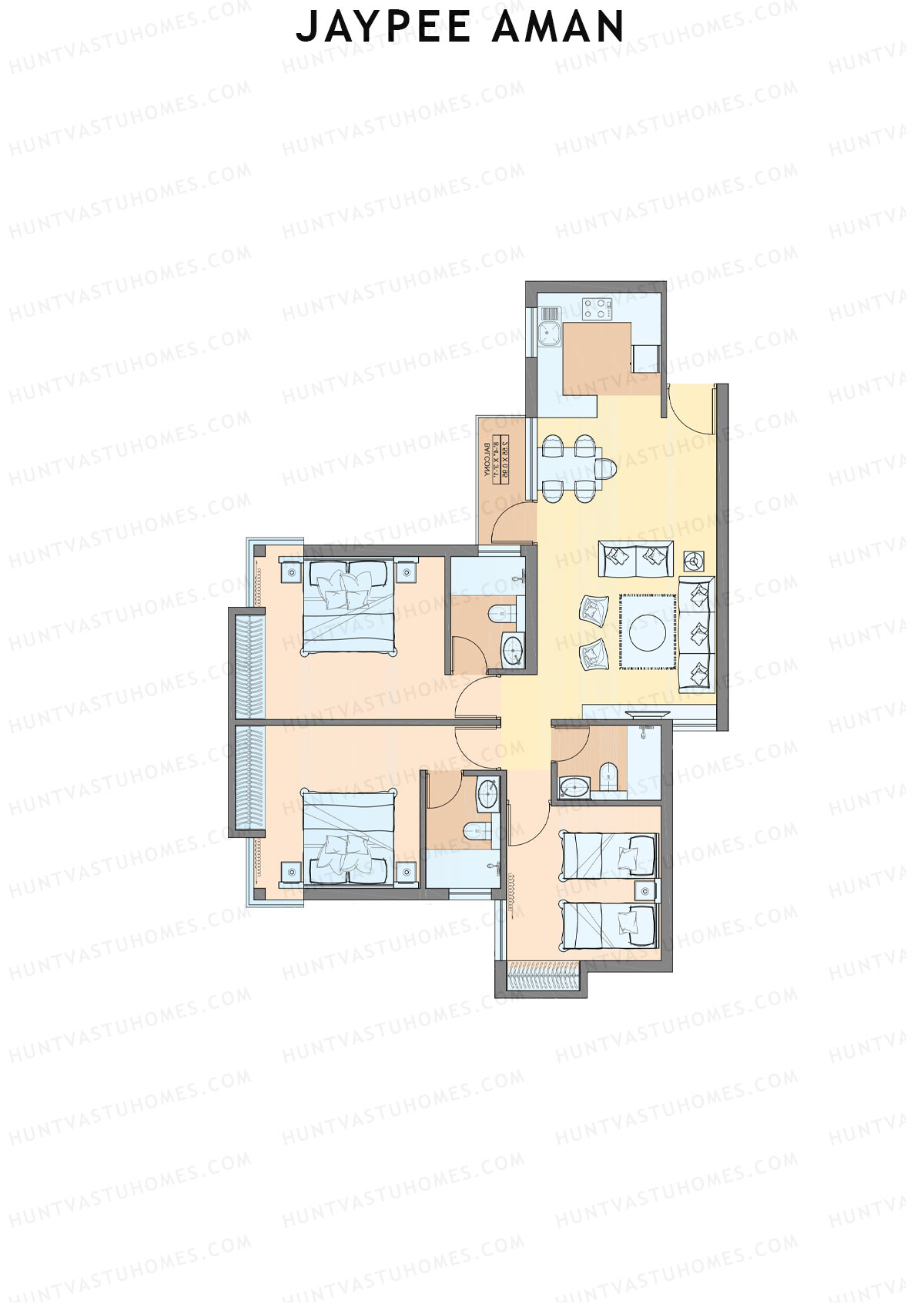 Jaypee Aman Tower N10 Unit 6 (Type B2) Floor Plan