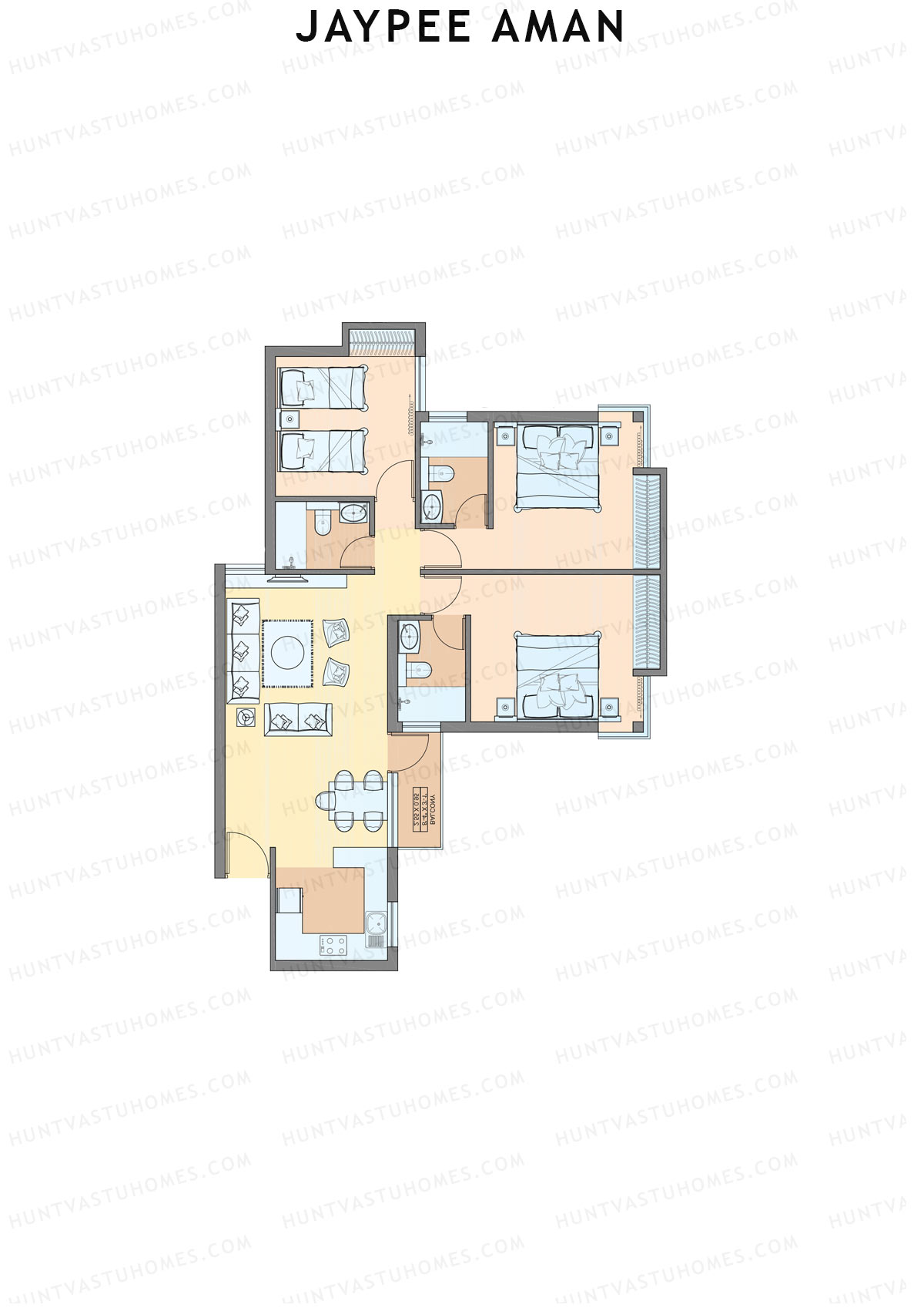 Jaypee Aman Tower N12 Unit 2 (Type B2) Floor Plan