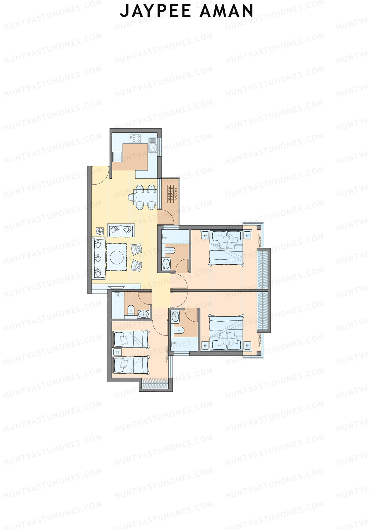 Jaypee Aman Tower N12 Unit 5 (Type B2) Floor Plan