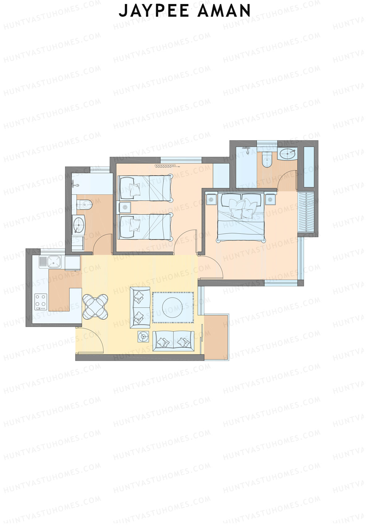 Jaypee Aman Tower N14 Unit 3 (Type A1) Floor Plan