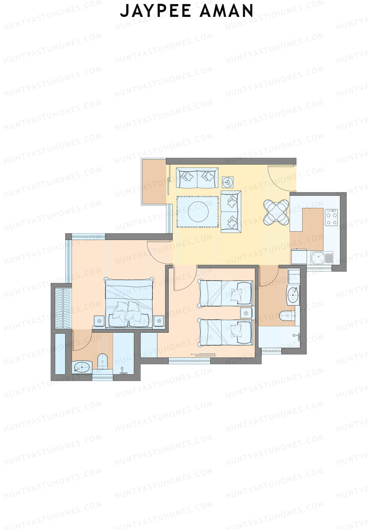 Jaypee Aman Tower N14 Unit 7 (Type A1) Floor Plan