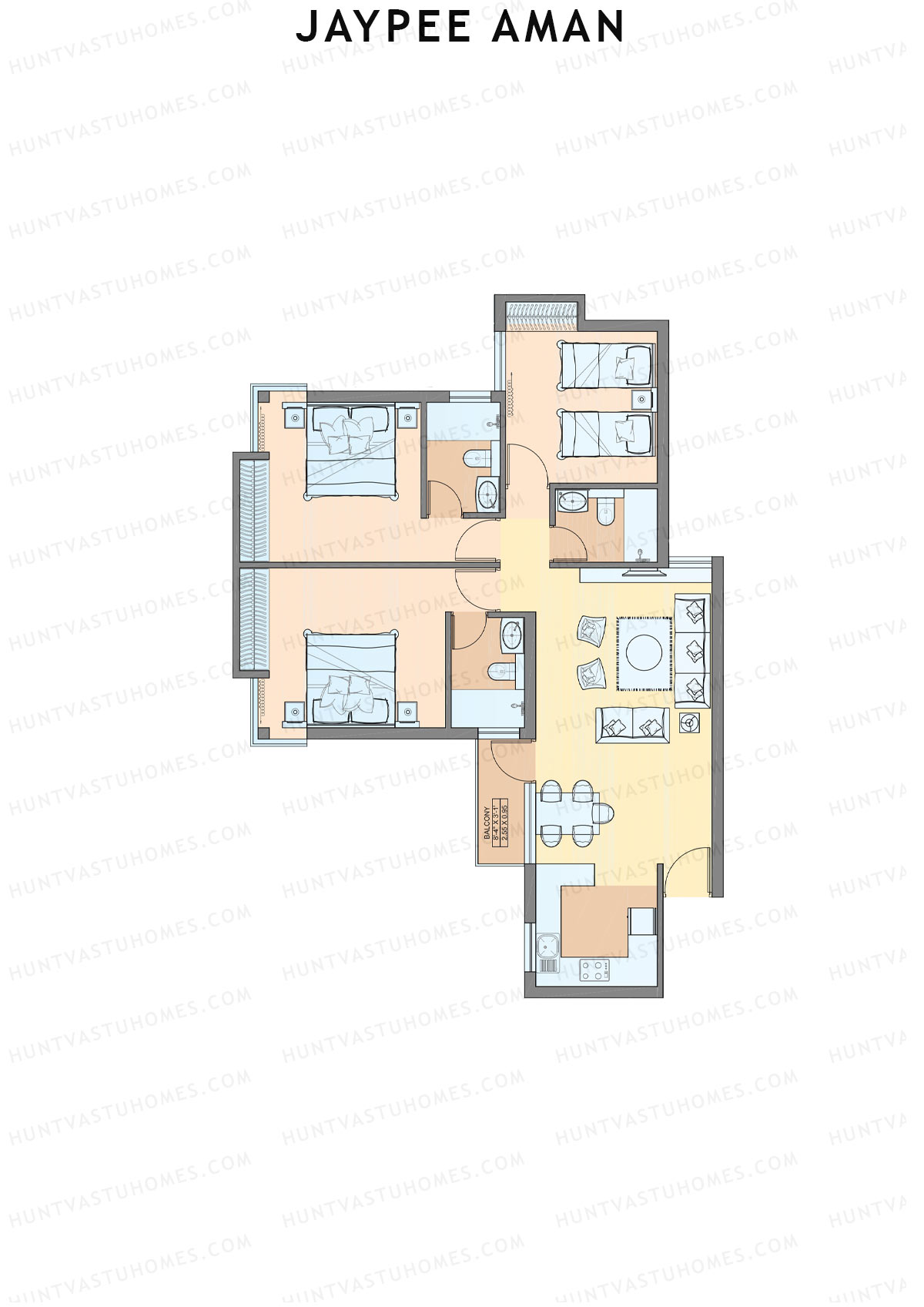 Jaypee Aman Tower N15 Unit 1 (Type B2) Floor Plan
