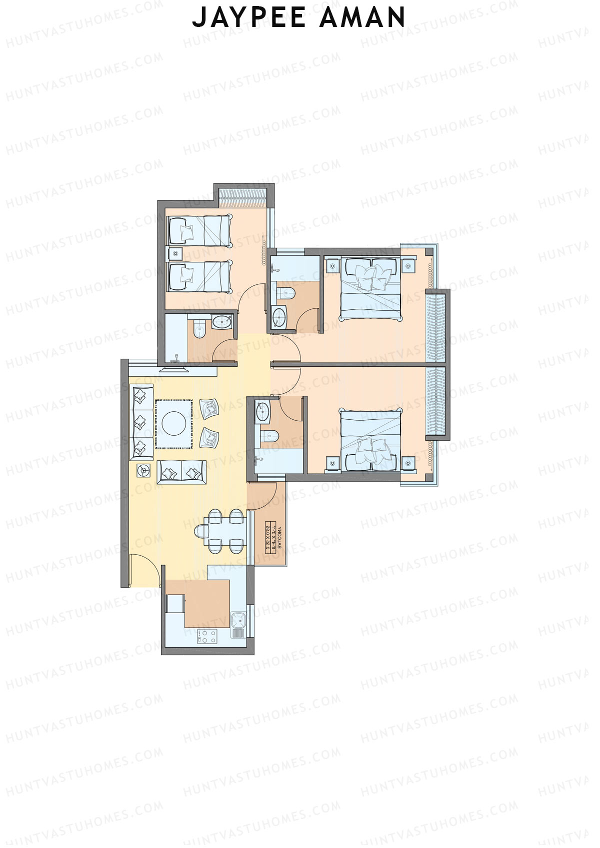 Jaypee Aman Tower N17 Unit 2 (Type B2) Floor Plan