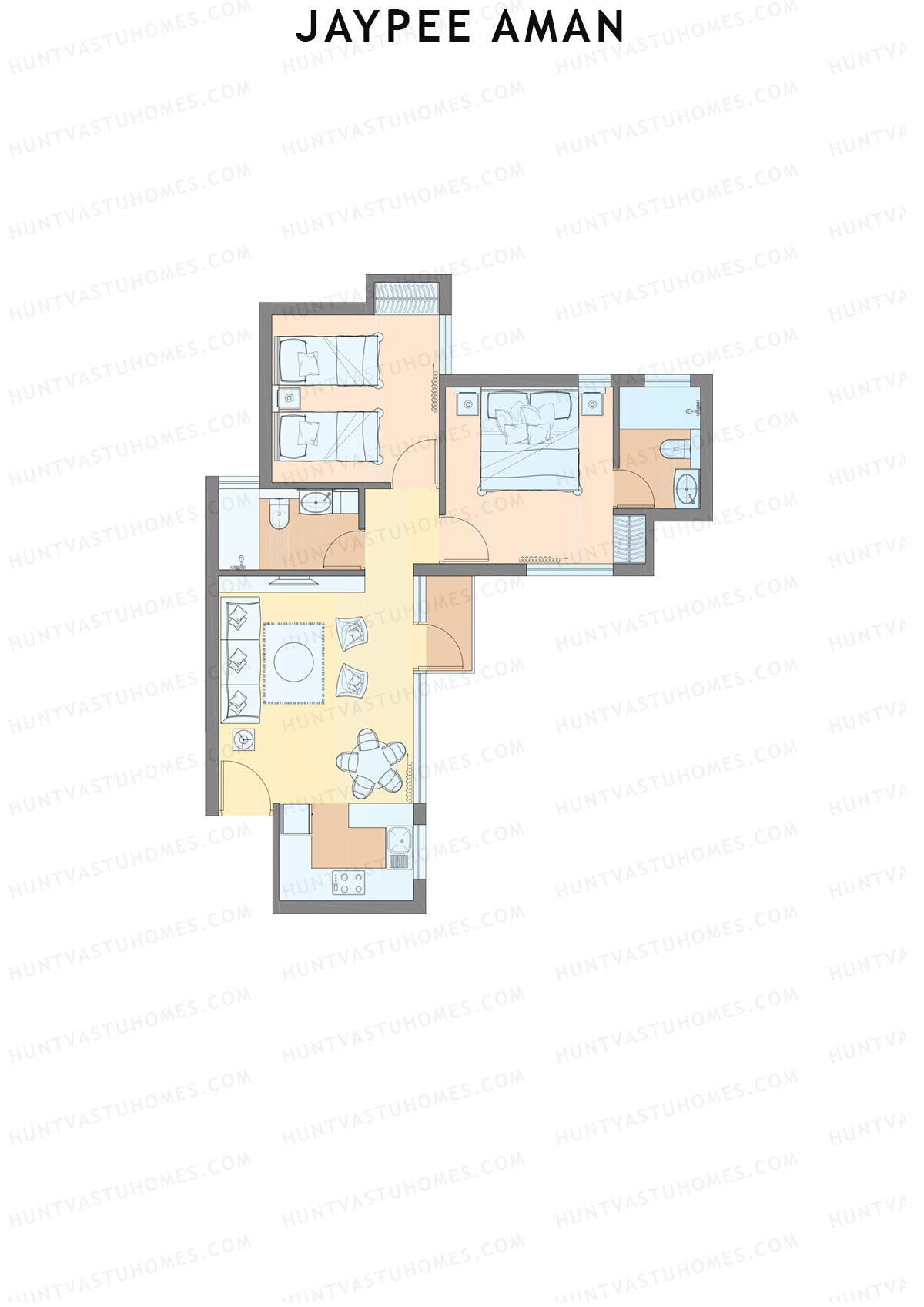 Jaypee Aman Tower N18 Unit 2 (Type A2) Floor Plan