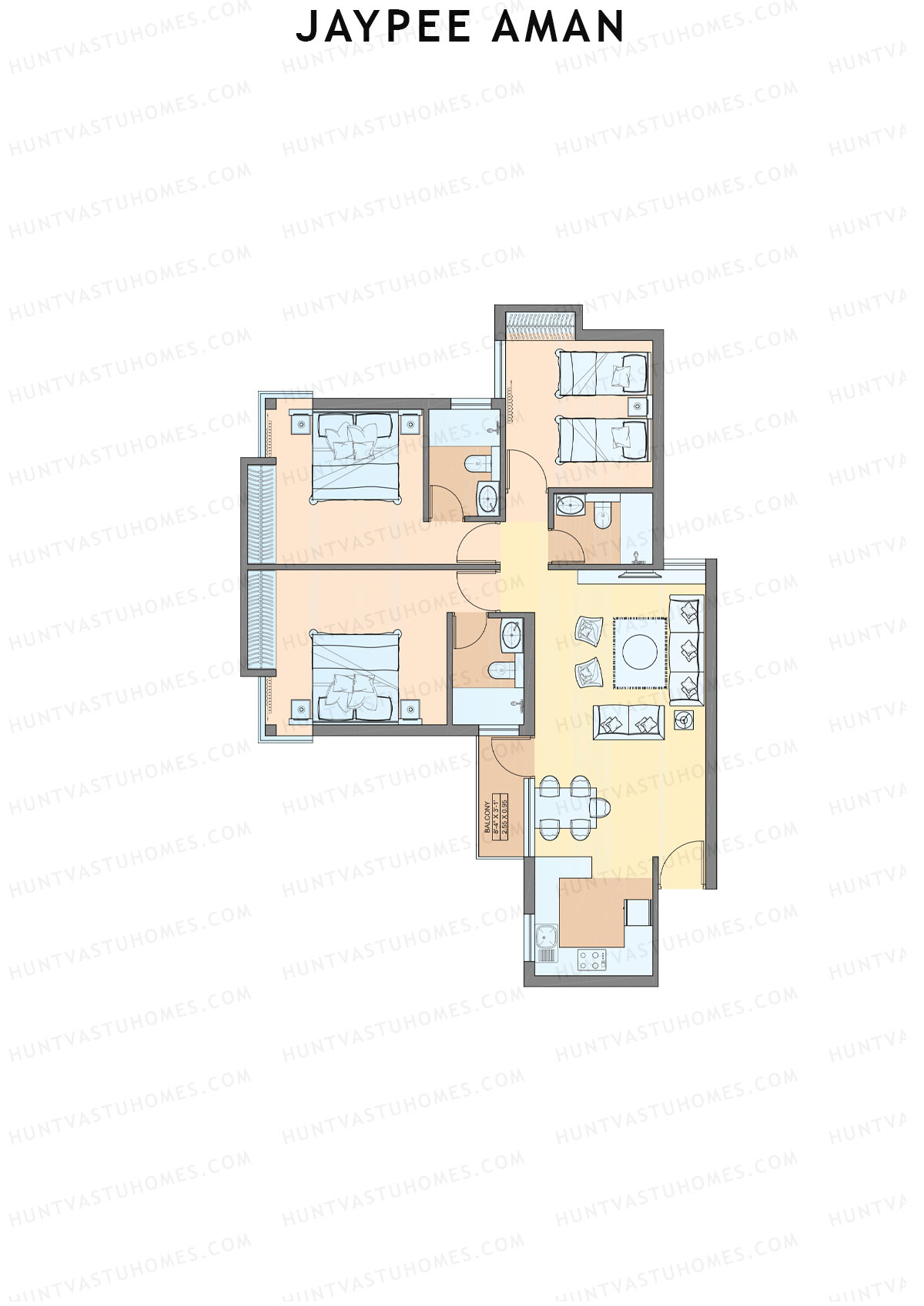 Jaypee Aman Tower N19 Unit 5 (Type B2) Floor Plan