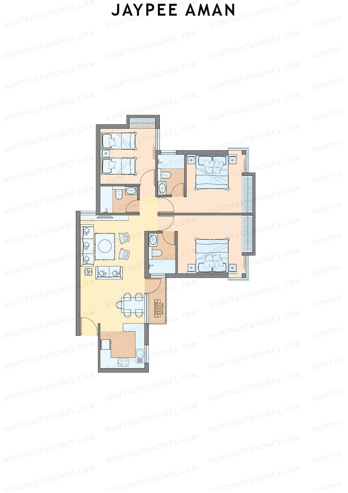 Jaypee Aman Tower N19 Unit 6 (Type B2) Floor Plan