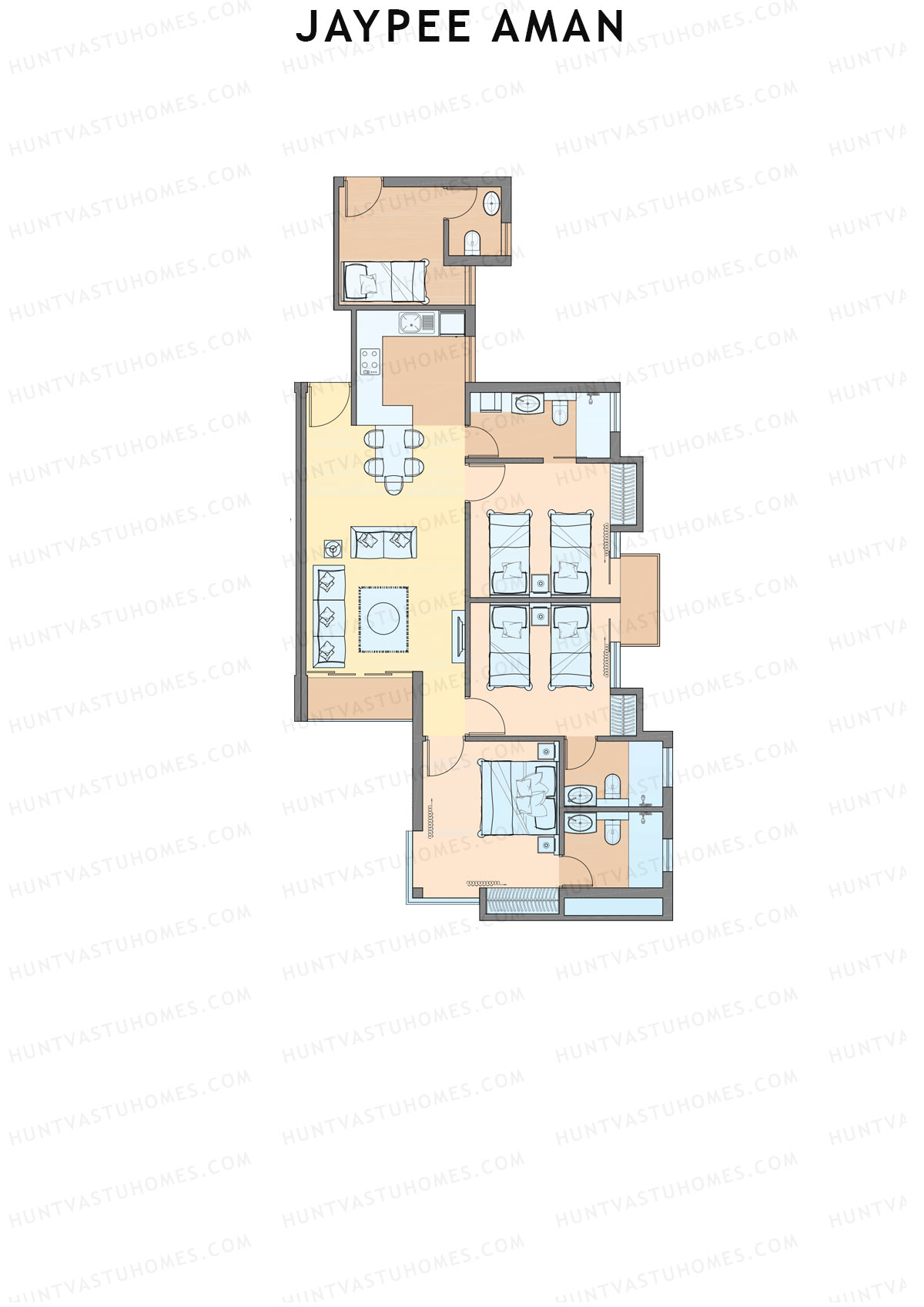 Jaypee Aman Tower N1 Unit 3 (Type C2) Floor Plan